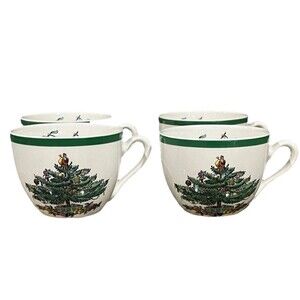 Vintage Spode Christmas Tree Coffee Tea Cup Set Of 4